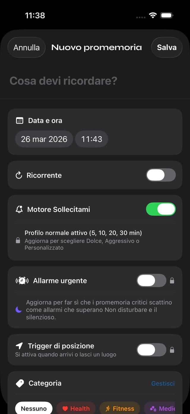 Add Reminder screen